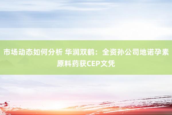 市场动态如何分析 华润双鹤：全资孙公司地诺孕素原料药获CEP文凭