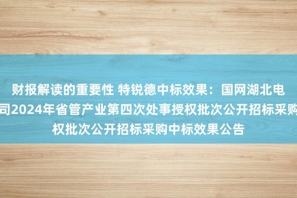 财报解读的重要性 特锐德中标效果：国网湖北电力孝感供电公司2024年省管产业第四次处事授权批次公开招标采购中标效果公告