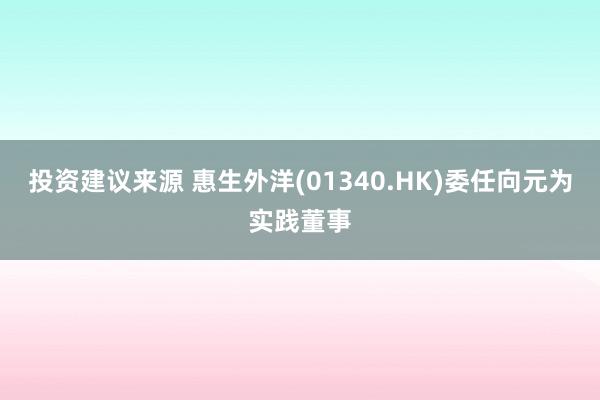 投资建议来源 惠生外洋(01340.HK)委任向元为实践董事