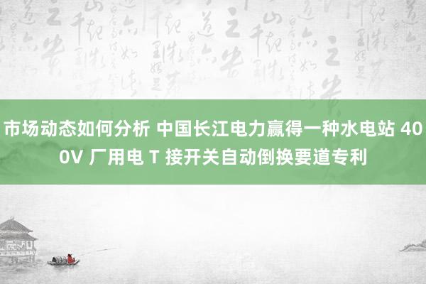 市场动态如何分析 中国长江电力赢得一种水电站 400V 厂用电 T 接开关自动倒换要道专利