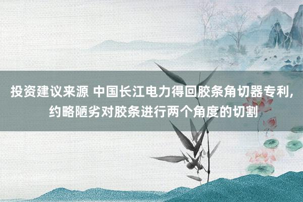 投资建议来源 中国长江电力得回胶条角切器专利, 约略陋劣对胶条进行两个角度的切割