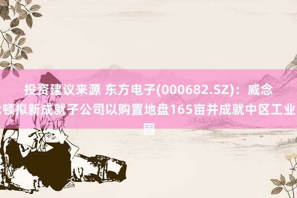 投资建议来源 东方电子(000682.SZ)：威念念顿拟新成就子公司以购置地盘165亩并成就中区工业园