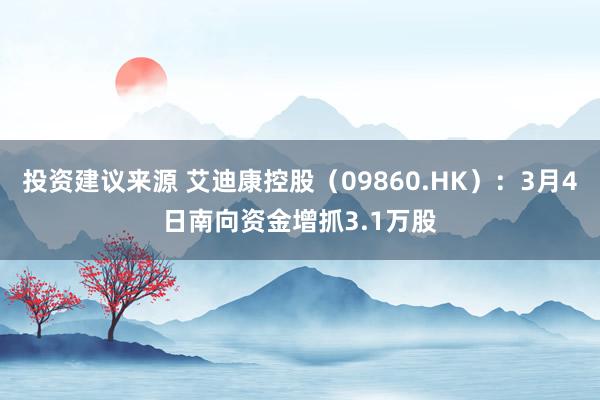 投资建议来源 艾迪康控股（09860.HK）：3月4日南向资金增抓3.1万股