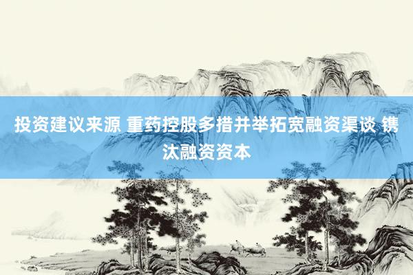 投资建议来源 重药控股多措并举拓宽融资渠谈 镌汰融资资本