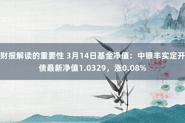 财报解读的重要性 3月14日基金净值：中银丰实定开债最新净值1.0329，涨0.08%